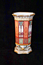 Antique French Dihl & Guerhard Old Paris porcelain Gothic Revival vase c 1830 picture