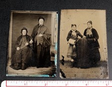 Lot of 2 Antique TINTYPE Photographs, Female Victorian Pair Vintage Photos, 3.5