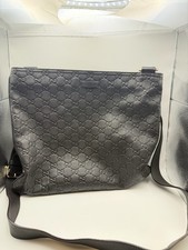 Gucci Black Guccissima Black GG Monogram Canvas Leather Messenger Bag picture