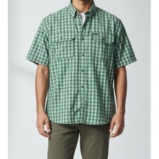 L.L. Bean Trailblazer Fishing Shirt Men's Size Large Green Plaid Short Sleeve picture
