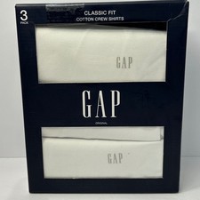 Gap Mens 3 Pack Classic Fit Cotton Crew Neck Shirts White Small New picture