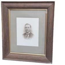 Antique Early 1900s Framed Gentleman Portrait Photo Wood Frame 18.5x22 XL Large picture