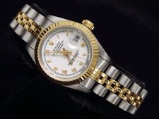 Rolex Datejust Ladies 18K Yellow Gold & Stainless Steel Watch White Roman 69173 picture