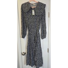 NWT Boden Amy Cotton Midi Shirt Dress Black Botanical Bunch Floral Pockets 12 picture