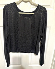 Livi for Lane Bryant Plus 22/24 Black Leopard Cropped Long Sleeve Scoop Top picture