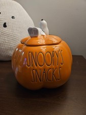 NEW🎃Rae Dunn x Peanuts Snoopy’s Snacks  Halloween Pumpkin Cookie Jar🐶Treats picture