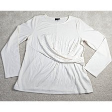 Women's J.Jill Wearever Cream Long Sleeve Twist Front Top Everyday Blouse Size M picture