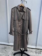 Vintage Stratojac Men's Gray Long Trench Coat, Belted Lined, Size 38 Regular picture