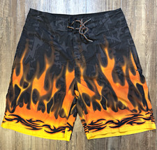 Vintage Y2k No Boundaries Men’s Flames Board Shorts Swim Trunks picture