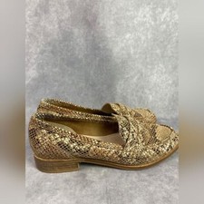 Anthropologie Seychelles Weekenders Tan Tiger Eye Reptile Leather Loafers Sz 8.5 picture