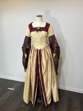 Renaissance Dress 15th C Medieval Gold Burgundy Opera Lady Court Shakespeare picture