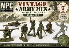 VTG MPC Army Men Military Soldiers Lot 7 Green Plastic 54mm 60mm 1960s Era picture