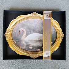 Viral Marmont Hill Swan Floral Gold Framed Wall Art Painting picture