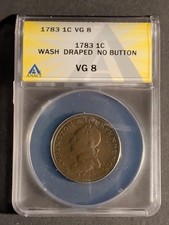 1783 1C Washington Draped Independence No Button ANACS VG 8 picture