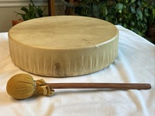 Vintage Native American Rawhide Shamanic Drum w/Beater 12 5/8