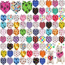72 Pcs Paw Print Dog Bandanas Bulk Footprint Triangle Scarf Summer Pet Bibs Pupp picture