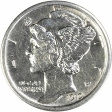 1919-S Mercury Silver Dime AU Slider Uncertified #234 picture