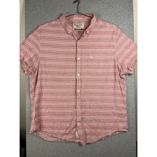 Original Penguin Heritage Slim Fit Red White Striped Short Sleeve Shirt Mens XL picture