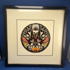 Vintage Rooster Paper Cut Traditional Polish Folk Art Framed picture