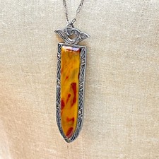 Vintage Art Deco 1930s Faux Tortoiseshell Celluloid Geometric French Necklace picture