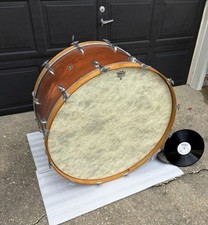 RARE 1970 - 1972 SLINGERLAND 32” X 16” BASS DRUM VERY GOOD NATURAL BOOM BOOM picture