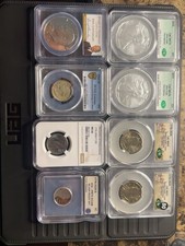 8 Coin Graded Lot 2025 Silver Eagles CAC MS70 Trump MS63 NGC PCGS ICG picture