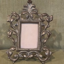 Excellent Ornate Victorian Solid Brass Easel Picture Frame 7