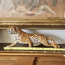 Italian Hand-Painted Ceramic Leopard Sculpture Giovanni Ronzan Made in Italy picture