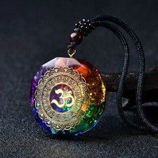 Natural Crystal Orgonite Pendant 7 Chakra Healing Talisman Women Men Necklace picture