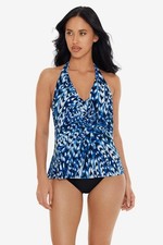 Magicsuit Womens Blue Multi Quill Empress Halter Neck Sophie Tankini Top Size 10 picture