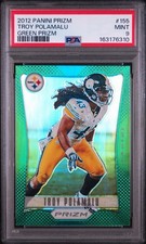 2012 Panini Prizm Green Prizm Troy Polamalu #155 PSA 9 Steelers Rare Low Pop picture