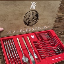 Vintage boxed 24 WMF Cromargan Arose Pontresina? Flatware Gold Dots Silverware picture