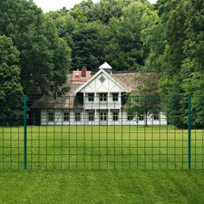 vidaXL Euro Green PVC Coated Steel Fence Set 65.6 x 2.6 ft 11 Posts Fence Panel picture