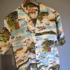 RJC Hawaii Mens XL Hawaiian Shirt WWII print, Made in Hawaii 100% cotton  picture