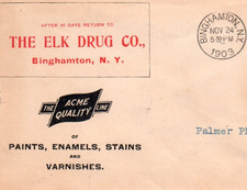 1908 Binghamton NY Elk Drug Co Postal Cover picture