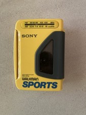 Vintage 1989 Sony Sports Walkman WM-AF54 Yellow AM/FM Cassette Player Tested picture