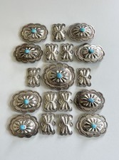 Vtg Ben Yazzie Navajo Sterling Silver Turquoise Stamped 18 Women's Concho Belt picture