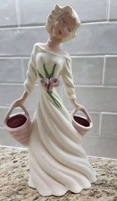 1940s Signed Hedi Schoop California Pottery Girl Carrying 2 Baskets 14