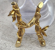 VTG. Sarah Coventry Initial *H* Brooch Gold Tone Branch Leaf Twig Monogram Pin picture
