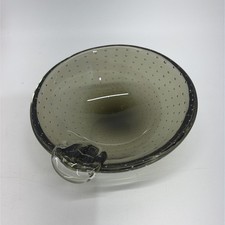 Vintage Carl Erickson Smoke Gray Glass Controlled Bubble Bowl/Ashtray picture