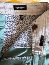 BONOBOS Stretch Washed Chino 2.0 Mens 35x30 Slim Fit Sagebrush Mint Green Pants picture