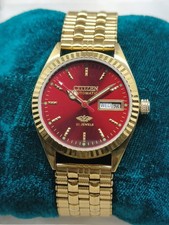 Vintage Citizen Automatic 21 Jewels Men’s Wristwatch Red Dial Day-Date picture