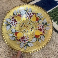 Goofus glass, early 20th century vintage yellow-tinted pressed glass picture