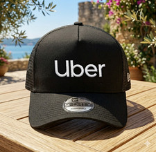Uber Eats Embroidered 9FORTY Trucker Hat Mesh Adjustable Delivery Driver Cap picture