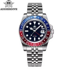 ADDIESDIVE AD2050 GMT 40mm Swiss Quartz Pepsi 200M Men Diver Dive Watch Jubilee picture