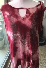 Liberty Wear Woman's 2XL Raspberry W/ Front Beaded Wings W/Shoulder Fringe NWOT picture