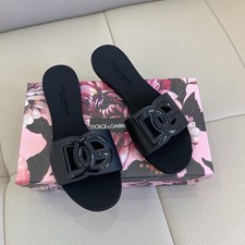 Dolce & Gabbana DG Logo Slide Sandals Black Women’s Size 37 US 7 picture
