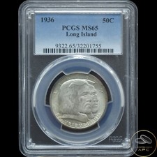 1936 Long Island Silver Commemorative Half Dollar PCGS MS65 Luster+++ picture