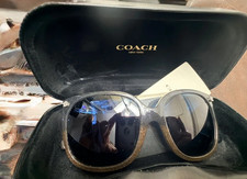 COACH Sunglasses Denim Blue Glitter Gradient Square Frames 548980 w/ Case picture