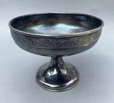 Antique Aesthetic Victorian Derby Silver Plates Compote Heron Center picture